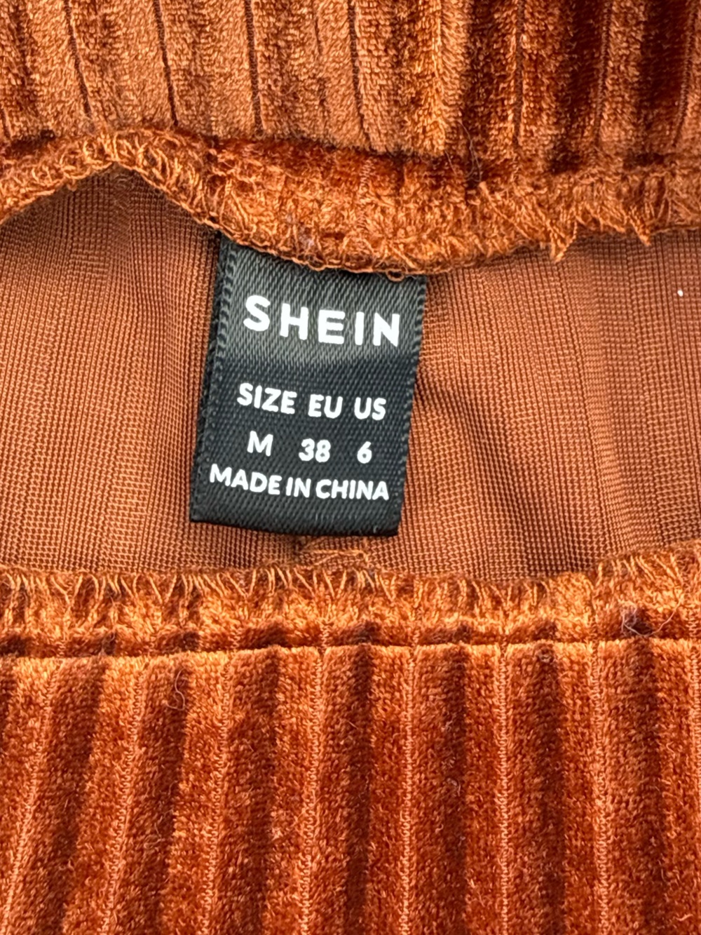 SHEIN Rust Ribbed Velvet Flared Stretch Pants - Picture 2 of 3